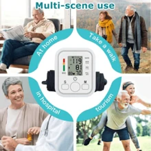 1 pieza Monitor de presión arterial, instrumento de medición automático de presión arterial doméstico, monitor de presión arterial de tipo brazo, monitor de presión arterial en inglés neutro con enchufe USB- ¡Esta herramienta no incluye baterías!