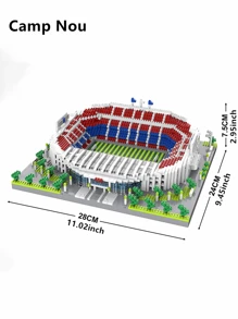 1 pieza Decoración navideña de Miniatura de bloques de construcción del estadio de fútbol mundial famoso, juguete educativo, creativo, decoración artística, regalo ideal para fans del deporte o decoración de habitación de cumpleaños