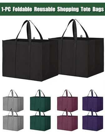 1 stuk dikke, opvouwbare bagagetas met grote capaciteit, herbruikbare boodschappentassen, grote tas met lange handgreep voor het winkelen, boodschappen en kleding.