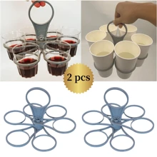 1/2/3pcs Plastic Multi-Cup Carrier Caddy For Coffee Beer Beverages, Portable 6-Slot Rotating Folding Beverage Holder Group Gatherings, Adjustable Travel Drink Carrier Organizer, Portable For Outdoor Parties Use And Holiday Travel