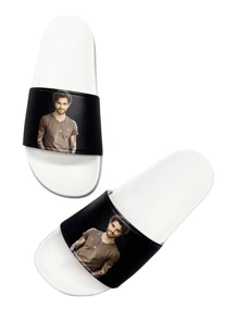 Chinelos masculinos personalizados, estampa personalizada, foto ou logotipo, presente para família, namorado, casais, clientes, adequados para férias, eventos, casa, praia, hotel