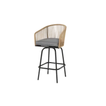 Juego de bar para exteriores de 3 piezas, juego de mesa de bar y sillas para patio, juego de patio de altura de bar - 2 x sillas de bar giratorias, 1 x mesa de bar redonda (tipo madera DPC) - Gris - 1 - Ver 6