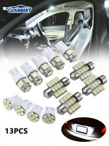 GLANBERT 13pcs/Set LED Lights White T10 Car Interior Light Bulb Reading Light 31mm Map Dome License Lamp