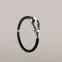 BLKSMTH 女士真皮手链，时尚礼品手链，黑色 - 石墨黑 - 查看 3