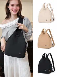 2025 夏季拉链背包，优雅休闲女士手提包托特包，单肩包，双手提，多功能随身包，涤纶衬里 - 彩色 - 查看 2