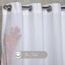 Linen Gauze Voile Curtain CHOOSE SIZE With Microfiber Lining For Rod - Blanco - Ver 2