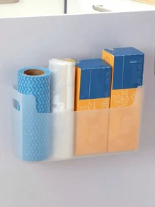 1/2 Piezas Caja de almacenamiento para montaje en pared de cocina, organizador para bolsas de comida y suministros de limpieza montado en puerta de armario, sin necesidad de taladrar