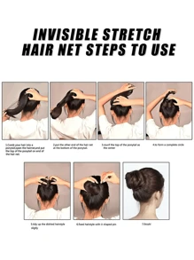 Hair Net Black 24 Inches, Hair Nets Elasticity Invisible Elastic Mesh For Food Service, Ballet Bun, Sleeping, Women And Wig