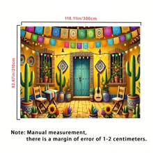 1pc Mexican Courtyard Background Fabric Banner, Suitable For Theme Party Decoration, Garden Decoration, Indoor And Outdoor Decoration, Photography Background, Wall Decoration, Living Room Decoration, Universal Theme