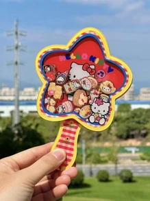 Hello Kitty Espejo colgante de acrílico con movimiento de Hello Kitty, espejo de maquillaje portátil, decoración creativa de estilo retro DIY para llavero, bolso y otros usos