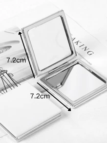 1 pezzo Specchio per trucco portatile quadrato, specchio in pelle sintetica bianca piccolo con lato standard 1X e lato di ingrandimento 1X, specchio da viaggio pieghevole, adatto come regalo, essenziale da viaggio, essenziale per il trucco, facile da riporre, regalo di Natale