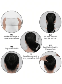 Hair Net Black 24 Inches, Hair Nets Elasticity Invisible Elastic Mesh For Food Service, Ballet Bun, Sleeping, Women And Wig
