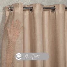 Linen Gauze Voile Curtain CHOOSE SIZE With Microfiber Lining For Rod - Beige - View 2