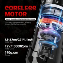 XNET 1pc Professional Wireless Tattoo Pen Machine, 7-Speed Adjustable Stroke 2.4-4.2mm, Additional Grip Body, Suitable For Tattoo Artists - Black - View 9