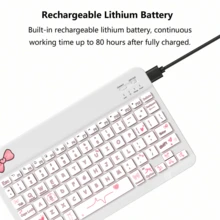 Ultra-Thin Rechargeable Bluetooth Keyboard, Portable Compact Wireless Keyboard (150mAh), Compatible With Samsung Galaxy Tab, Android, Windows Tablets, Smartphones, IOS IPad, Christmas/New Year Gift 2026 (Bow) - White - View 5