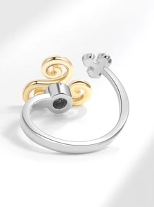 1pc Luxury Fashion Silver Zirconia Stone Spinning Fidget Ring, Anxiety Relief Stress Reducer Jewelry, Wedding Jewelry, Adjustable Everyday Wear