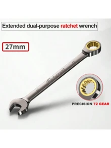 6mm-32mm 铬钒固定头棘轮扳手套装，固定头扳手，英制和公制单位组合扳手，72 齿活动头棘轮扳手，螺母修理工具，开口环形组合扳手修理手动工具，适用于汽车维修、家电制造、建筑施工