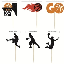 12 pièces Décorations de gâteau de Basketball, décoration de cupcake avec motif de joueurs de sport pour baby shower, anniversaire, fournitures de décoration de gâteau