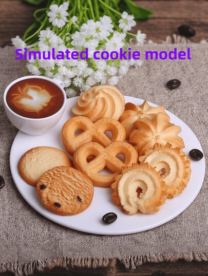 POKOJA LAND 1:1 Realistic Cookie Model, PVC 3D Creative Food Toy, Dollhouse Miniature Kitchen DIY Accessory, Desktop Decor Photography Prop