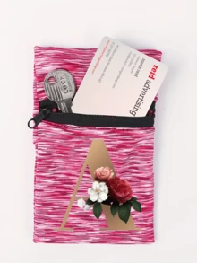 Fashionable New Floral Letter Printed Zipper Wrist Wallet - Girl's Portable Arm Phone Bag And Mini Coin Purse, Outdoor Sports Elastic Running Storage Arm Bag, Anti-Theft Key Hand Card Bag, Suitable For Sports And Travel - Multicolor - View 8