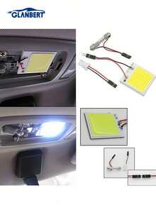 GLANBERT 4pcs Car Interior LED Lights - 18/24/36/48 SMD T10 4W 12V Reading Light COB Panel Lamp Bulbs For Dome Lighting