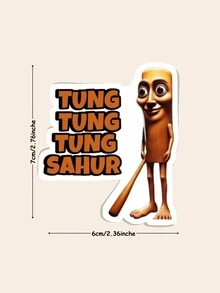 1pc Tung Tung Tung Sahur (Italian Brainrot) Sticker.Funny Sticker,Vinyl Sticker For Water Bottle Sticker,Kindle Sticker,Phone Sticker,Book Stickers - Multicolor - View 12