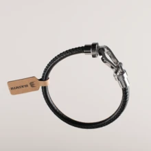 BLKSMTH 女士真皮手链，时尚礼品手链，黑色 - 石墨黑 - 查看 5