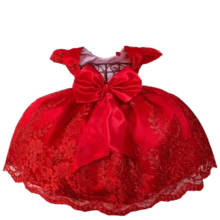 Vestido Luxuoso Realeza Vermelho Natal - Vermelho - Visão 3