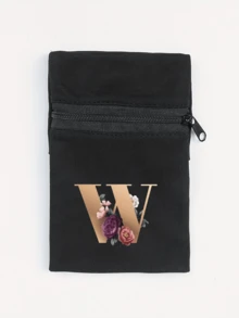 Fashionable New Floral Letter Printed Zipper Wrist Wallet - Girl's Portable Arm Phone Bag And Mini Coin Purse, Outdoor Sports Elastic Running Storage Arm Bag, Anti-Theft Key Hand Card Bag, Suitable For Sports And Travel - Multicolor - View 13