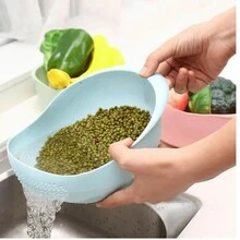 Rice Sieve Plastic Colander Kitchen Drain Basket With Handles Rice Bowl ...