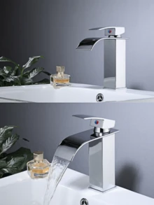 1pc Waterfall Faucet For Bathroom Sink - Elegant Stainless Steel Single Hole Chrome Faucet,Single Handle Bathroom Faucet For 1 Or 3 Holes,Rv Sink Camper Farmhouse Bathroom Faucet Bathroom Faucet, Single Hole Bathroom Faucet Black, Brushed Gold Bathroom Faucet - Multicolor - View 7