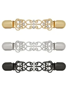 Yanxyad 1/3 Peças Grampos de Colarinho para Cardigã Vintage para Mulheres, Grampos Cinturadores de Cintura, Broches de Camisa Vestido, Padrão de Flor Prata, Dourado e Preto, Grampo de Xale de Cardigã - Grampo Cintor de Xale de Cintura para Roupas e Presentes