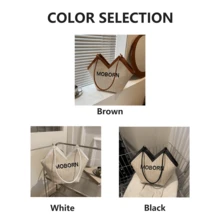 Customized Tote Bag, Embroidered Name Tote Bag, Personalized Name Tote Bag, Minimalist Woven Shoulder Tote Bag, Matching Storage Bag, Multifunctional Travel Beach Bag, Large Woven Beach Bag, Ladies Clutch Bag, Summer Boho Woven Shoulder Bag - Multicolor - View 5