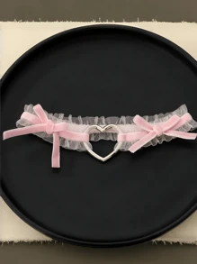 Giarrettiere in pizzo stile Lolita, cintura per la gamba, anello per la gamba con fiocco a croce e cuore stile punk goth, catena elastica per cosce, biancheria intima e accessori per il costume cosplay per donne