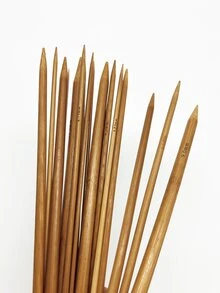 4支/套竹制针织针，9.8英寸/25厘米长碳化双头针织针，适用于编织毛衣、裤子、帽子、手套、围巾等。可选尺寸：2.0毫米-10.0毫米