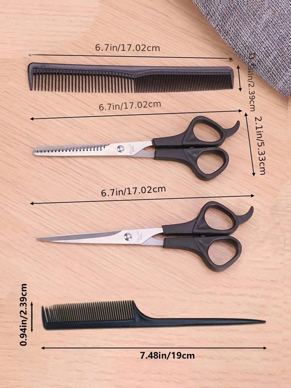 Juego de 4 herramientas para cortar el pelo, peine y tijeras, herramienta de peluquería, tinte para el cabello, aceite para hornear, juego de peines de peluquería, tijeras, suministros de peluquería, delantal para peinar el pelo, peine para barba, suministros de peluquería.