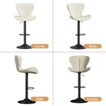 Kitchen Island Swivel Chair, Faux Leather Upholstered Bar Stool, Adjustable Swivel Bar Stool, Counter Height Bar Stool With Backrest, Counter Height Bar Stool 2 Piece Set - 白色 - 查看 3