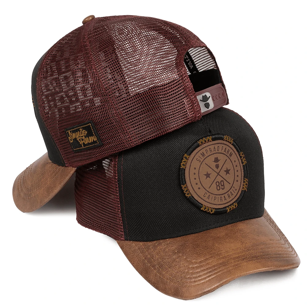 Men's Street Baseball Cap - Black Leather - View 1