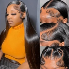 MECRY 200% Density 13x6 13*4 4*4 5*5 HD Straight Lace Front Wig - Pre-Plucked, High-Density Human Frontal Hair For Women, Black, Elegant Style, Natural Hair Look, Hairpiece|Straight Hair Wig|Highdensity Wig 10Inch 36Inch Blended Hair - Natural & Black - View 8