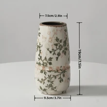 1pc Handmade Rustic Ceramic Vase, High Color Value Ins Style Fresh And Simple Scandinavian Style Compound Ditsy Flowers Ice Crackle Glazed Ceramic Vase