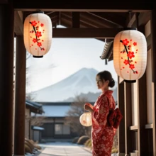 Farol decorativo con estampado de flores de cerezo vintage, farol de papel rojo redondo estilo japonés, decoración de estilo oriental, decoración romántica, esencial para fiestas/festivales culturales/festivales escolares. Diseño tradicional japonés rojo, adecuado para decoración del hogar, banquetes de bodas, escenas de Chinatown. Decoración para Año Nuevo/Año Nuevo Antiguo/Colgar en restaurantes