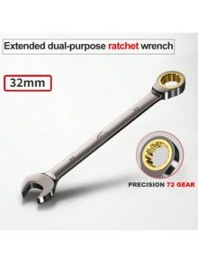 6mm-32mm 铬钒固定头棘轮扳手套装，固定头扳手，英制和公制单位组合扳手，72 齿活动头棘轮扳手，螺母修理工具，开口环形组合扳手修理手动工具，适用于汽车维修、家电制造、建筑施工