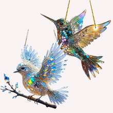 1pc-2D Flat Bird Catcher - Luxury Model, 5.9-Inch X 5.9-Inch Colored Acrylic Glass, Four-Season Decorative Door Hanger, Unique Home Garden Gift, Ideal Choice For Festival Decoration, Perfect Choice For Bird Lovers