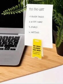 1pc Acrylic Caution Sign Desk Clip - Humorous Office Decor, Suitable Gift For All Genders, Multifunctional Desktop Decoration - one-size - View 4