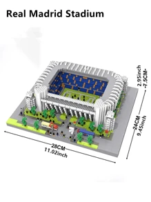 1 pieza Decoración navideña de Miniatura de bloques de construcción del estadio de fútbol mundial famoso, juguete educativo, creativo, decoración artística, regalo ideal para fans del deporte o decoración de habitación de cumpleaños