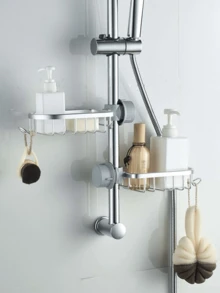 1pc Space Aluminum Kitchen Faucet Storage Rack, Kitchen Shelf, Bathroom Shower Head Rack, Easy Installation