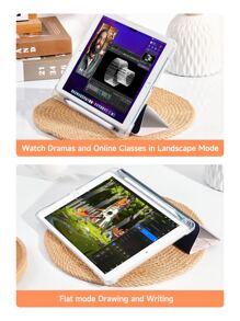 Funda para iPad compatible con iPad (A16) de 11 pulgadas de 11.ª generación 2025, iPad de 10.2 pulgadas 2021/2020 iPad 9.ª/8.ª generación, compatible con Samsung Galaxy Tab/Funda para Tab, con soporte para bolígrafo, compatible con Kindle Paperwhite 12.ª generación 2024, admite función de suspensión/activación automática de la tapa, con bloques de color y plantas marrones