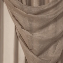 Linen Gauze Voile Curtain CHOOSE SIZE With Microfiber Lining For Rod - Beige - View 3