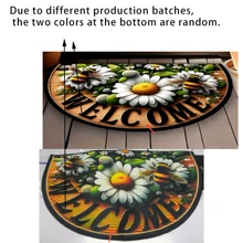 [Tapis semi-circulaire en polyester] Tapis semi-circulaire en polyester antidérapant 1 pièce avec thème fleurs et abeilles - Convient pour une utilisation intérieure/extérieure - Idéal pour le salon, la chambre, la cuisine, la salle de bain, le patio, la décoration de la maison et la décoration extérieure Tapis de sol Tapis de porte Décoration de salle de bain Décoration d'automne Accessoires de salle de bain Rentrée des classes