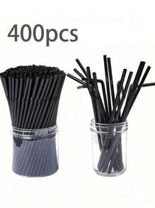 10-500 piezas Pajitas de plástico negras flexibles, pajitas de fiesta onduladas, pajitas de plástico para beber, agitadores de café y cócteles, accesorios para bebidas, para batidos, smoothies, boba, té de burbujas, café con hielo, perfectas para casa, camping, picnic, fiestas, suministros para fiestas, uso doméstico, útiles escolares, vuelta al cole